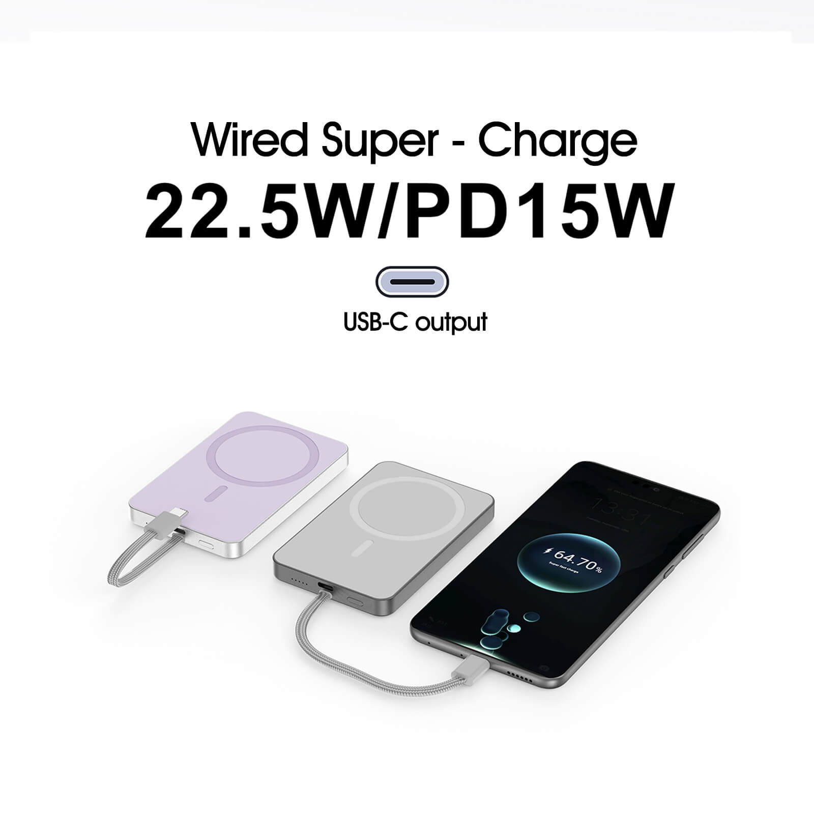 Ylyptech YL1600  Power Bank(PowerCore 10K),Compact Travel-Ready 5,000mAh Battery Pack with PowerIQ Charging Technology,5V/3A High-Speed Charging for iPhone,iPad,and More (USB-C Input and Output（Black），1pack