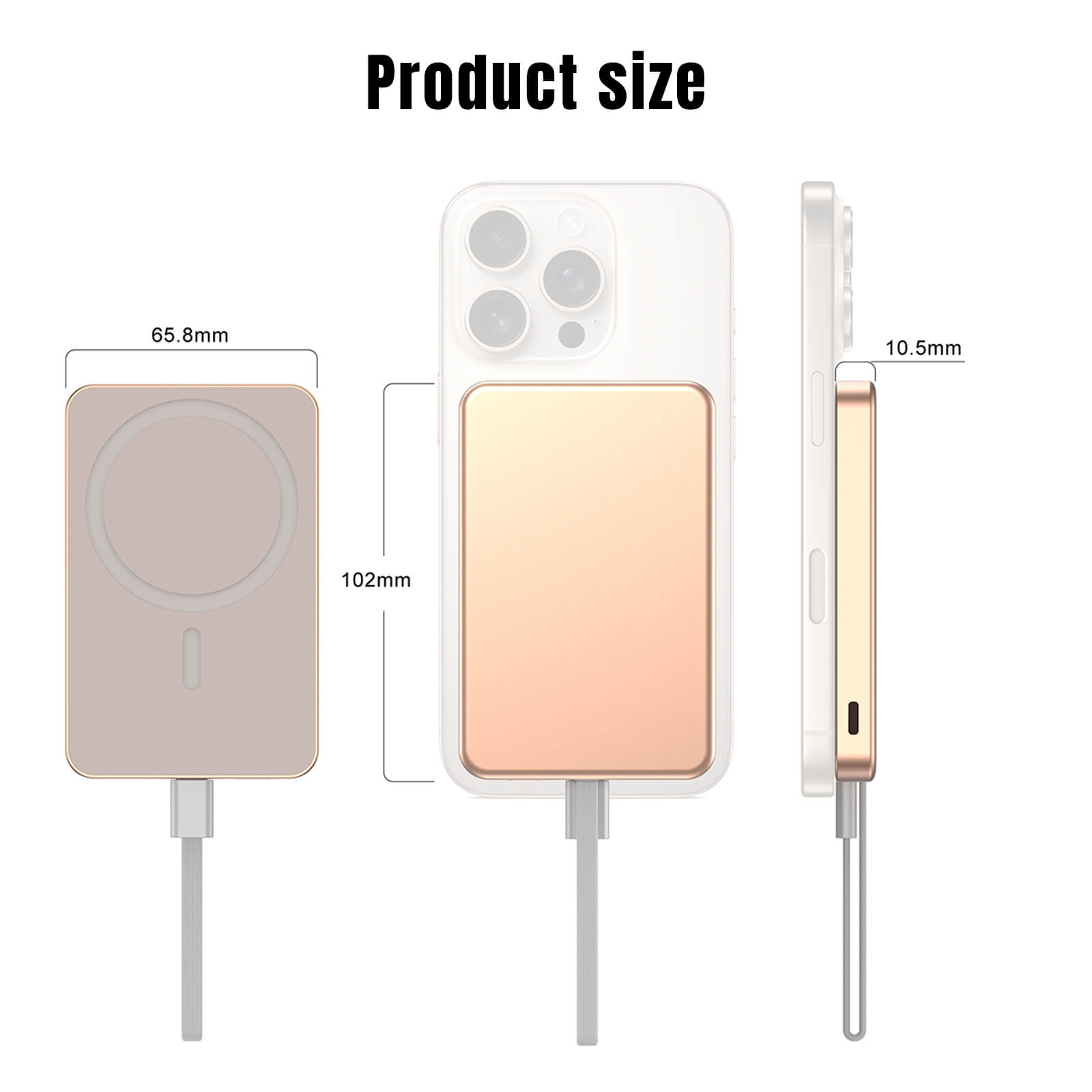 Ylyptech YL1600  Power Bank(PowerCore 10K),Compact Travel-Ready 5,000mAh Battery Pack with PowerIQ Charging Technology,5V/3A High-Speed Charging for iPhone,iPad,and More (USB-C Input and Output（Black），1pack