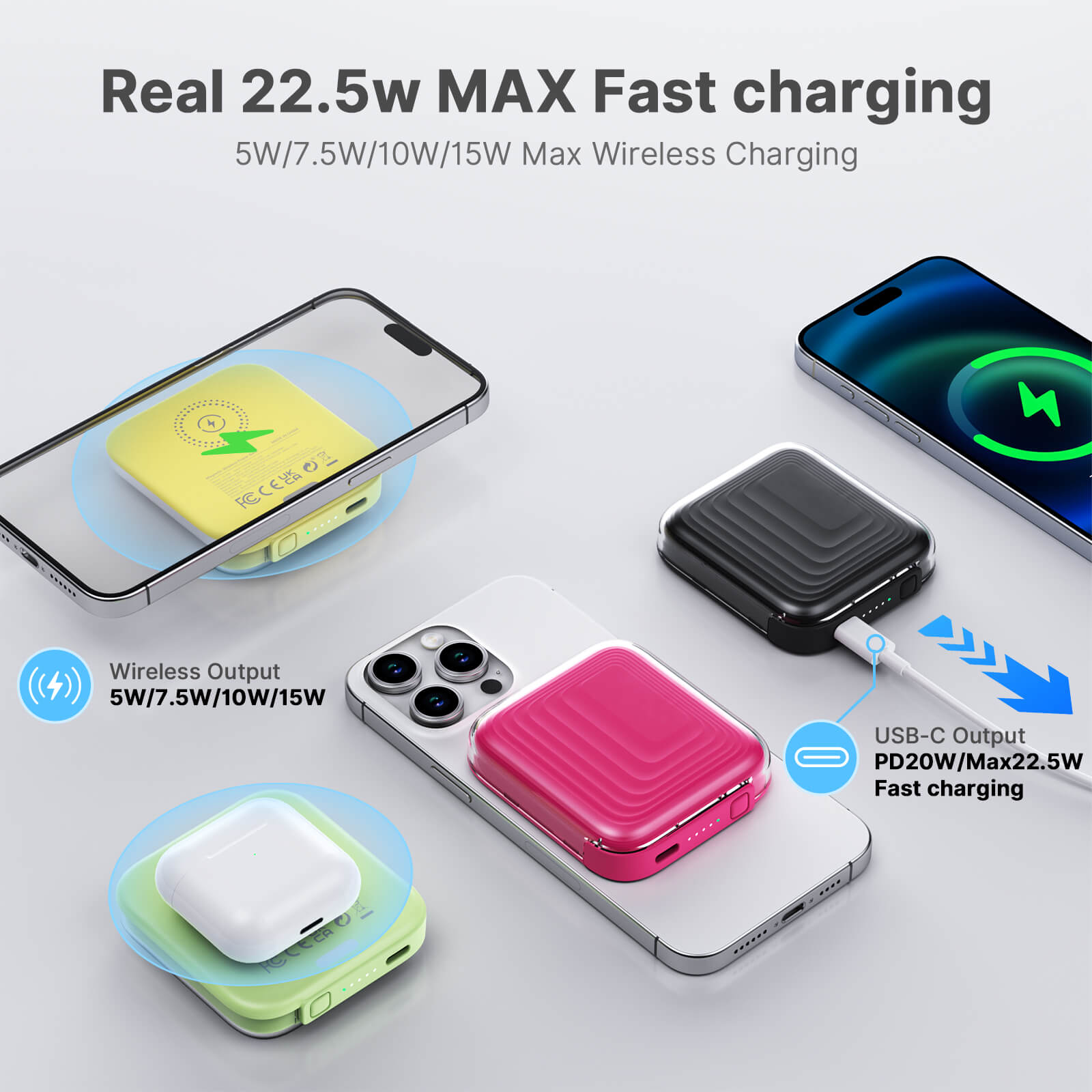 Ylyptech YL309  Power Bank(PowerCore 10K),Compact Travel-Ready 5,000mAh Battery Pack with PowerIQ Charging Technology,5V/3A High-Speed Charging for iPhone,iPad,and More (USB-C Input and Output（Black），1pack