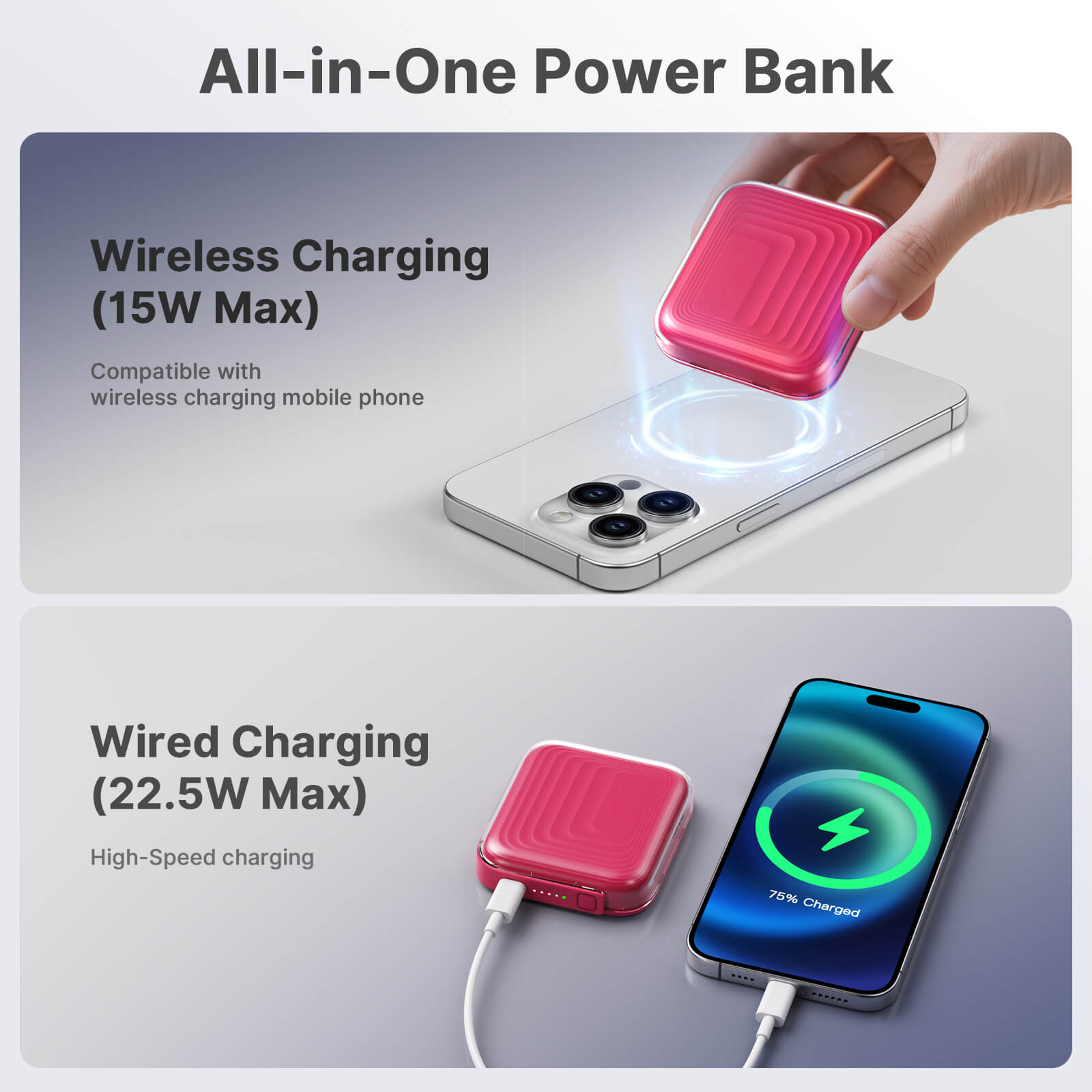 Ylyptech YL309  Power Bank(PowerCore 10K),Compact Travel-Ready 5,000mAh Battery Pack with PowerIQ Charging Technology,5V/3A High-Speed Charging for iPhone,iPad,and More (USB-C Input and Output（Black），1pack