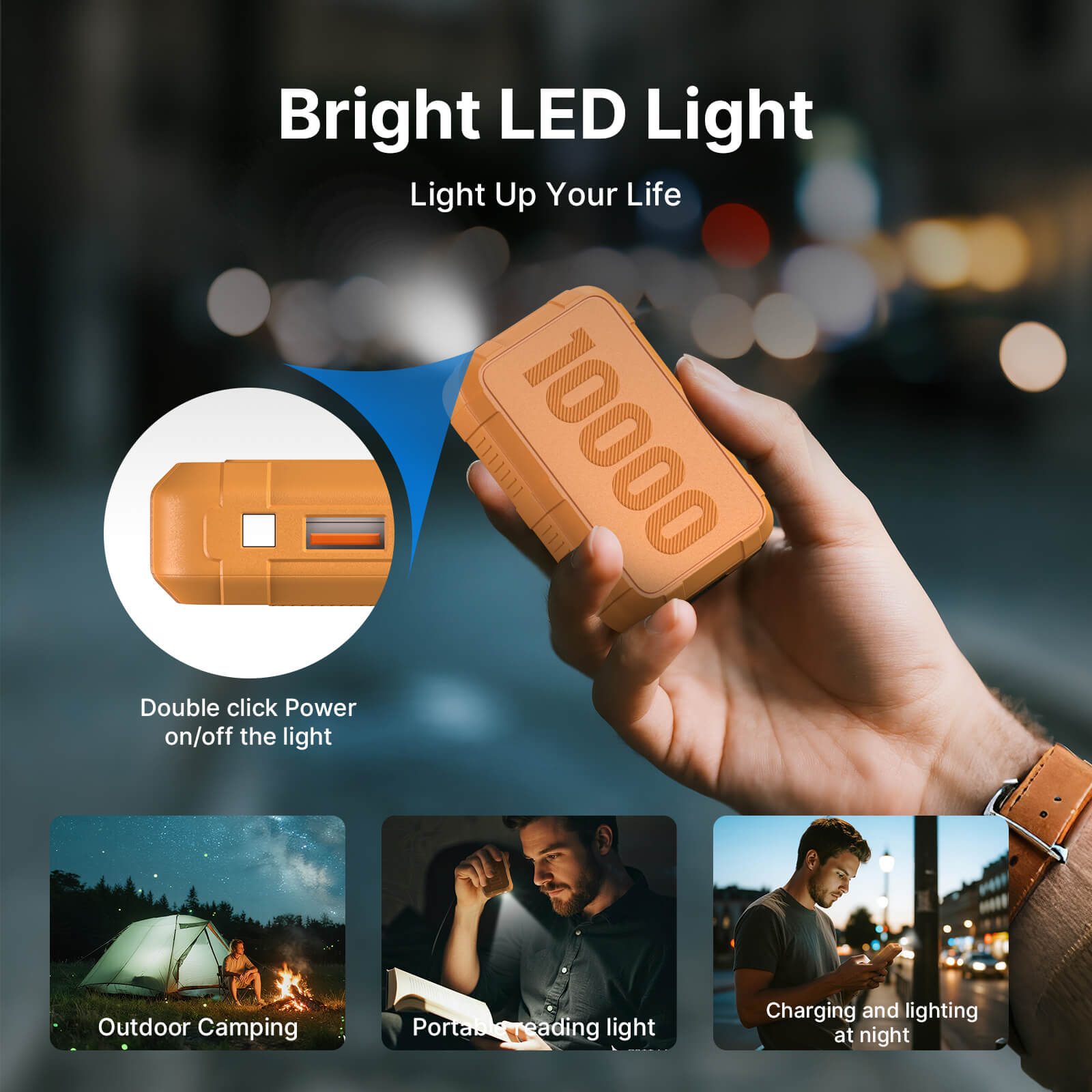 Ylyptech YL311 Power Bank(PowerCore 10K),Compact Travel-Ready 10000mAh Battery Pack with PowerIQ Charging Technology,5V/3A High-Speed Charging for iPhone,iPad,and More (USB-C Input and Output)